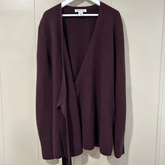 Athleta Women’s XXS Plum Wrap Sweater Long Sleeve Belted Cardigan - Picture 3 of 8